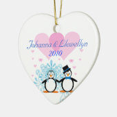 kerstversiering pinguïn Couple Keramisch Ornament (Links)