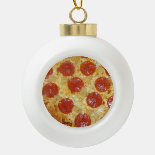 kerstversiering PIZZA Keramische Bal Ornament (Voorkant)