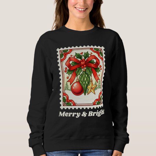 Kerstversiering Postzegel Merry & Bright Trui (Voorkant)
