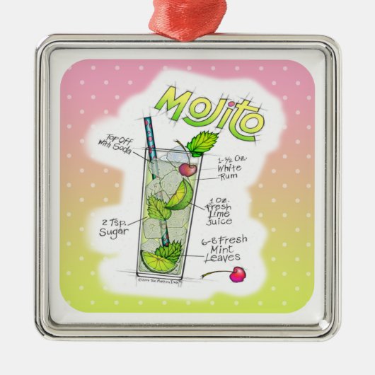 KERSTVERSIERING PREMIUM - MOJITO RECEPT KUNST METALEN ORNAMENT (Voorkant)