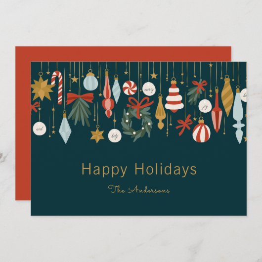 kerstversiering Prettige feestdagen Feestdagenkaart (Voorkant / Achterkant)