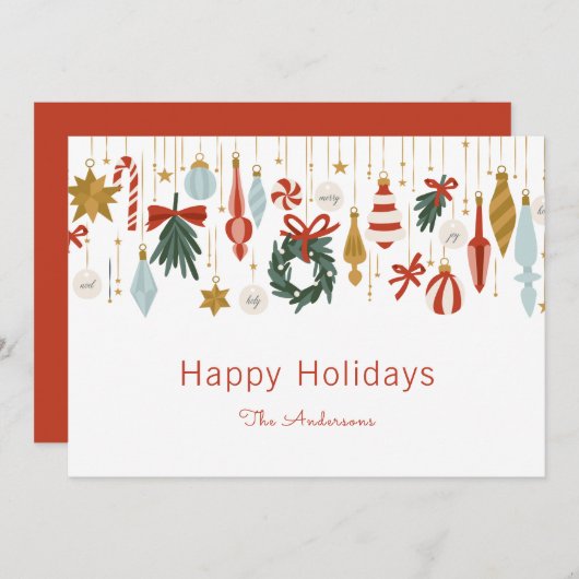 kerstversiering Prettige feestdagen Feestdagenkaart (Voorkant / Achterkant)