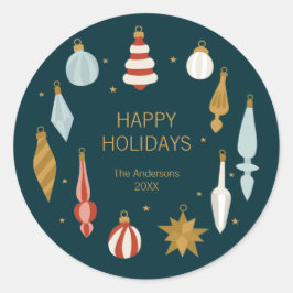 kerstversiering Prettige feestdagen Ronde Sticker