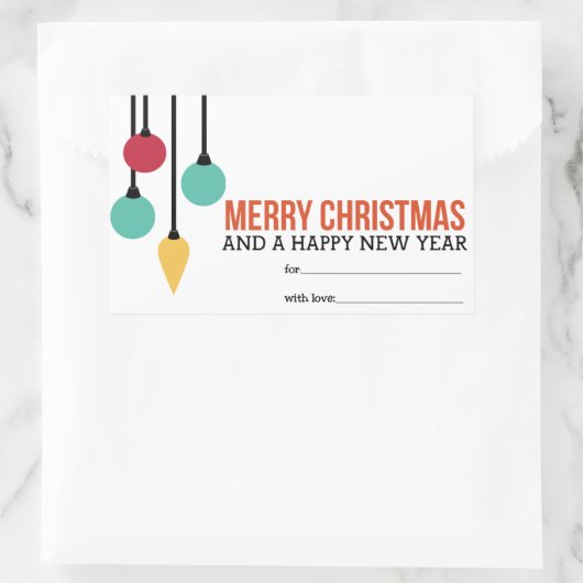 kerstversiering rechthoekige sticker (Tas)