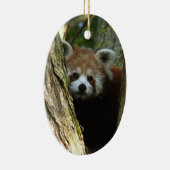 Kerstversiering - rode panda keramisch ornament (Rechts)