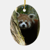 Kerstversiering - rode panda keramisch ornament (Voorkant)