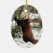 Kerstversiering - rode panda keramisch ornament (Voorkant)