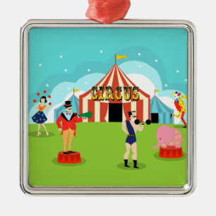  kerstversiering rond de circus metalen ornament