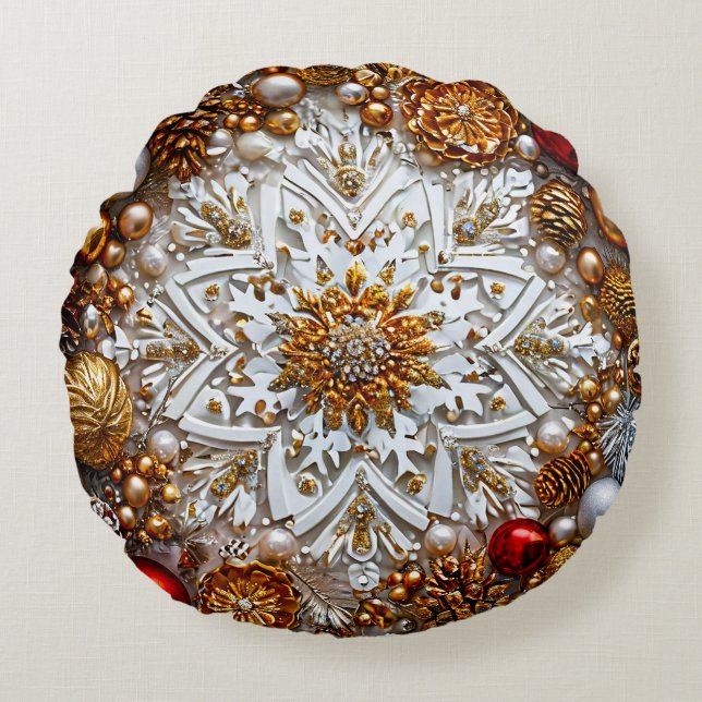 Kerstversiering Rond Kussen (Voorkant)