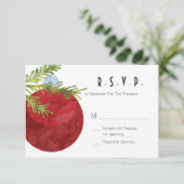 kerstversiering, rood, bruiloft RSVP (Staand voorkant)