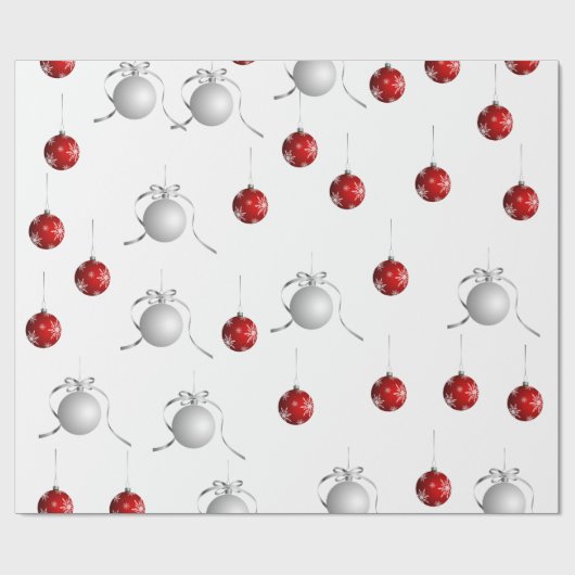 Kerstversiering rood en zilver cadeaupapier (Vlak)