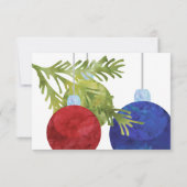Kerstversiering, rood groen en blauw, bruiloft RSV RSVP Kaartje (Achterkant)