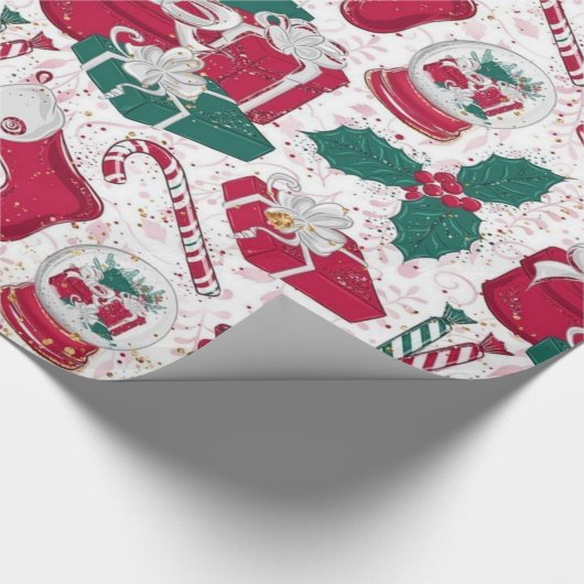 kerstversiering rood wit cadeaupapier (Hoek)