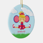 Kerstversiering, rood, wit en blauw keramisch ornament (Rechts)