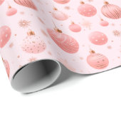 Kerstversiering Roze Witte Kerst Cadeaupapier (Rol Hoek)