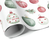 Kerstversiering rustieke waterverf vibe cadeaupapier (Rol Hoek)