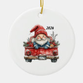 Kerstversiering Santa Gnome 2024 Keramisch Ornament (Voorkant)