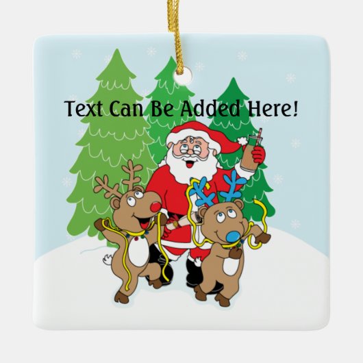 kerstversiering "Santa" personaliseren Keramisch Ornament (Voorkant)