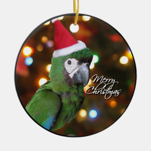 kerstversiering Santa Severe Macaw Keramisch Ornament (Voorkant)
