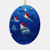 Kerstversiering - Santa Sharks Keramisch Ornament (Rechts)