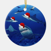 Kerstversiering - Santa Sharks Keramisch Ornament (Voorkant)