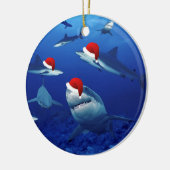 Kerstversiering - Santa Sharks Keramisch Ornament (Links)