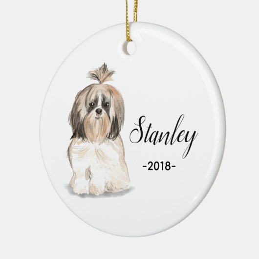 Kerstversiering sjiih tzu keramisch ornament (Links)