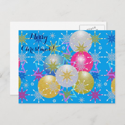 Kerstversiering & Sneeuwvlokken Feestdagenkaart (Voorkant / Achterkant)