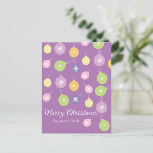 kerstversiering Snowflakes Violet Briefkaart (Staand voorkant)