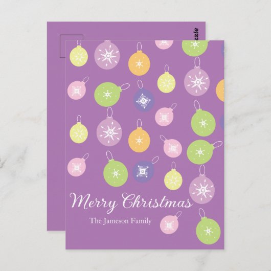 kerstversiering Snowflakes Violet Briefkaart (Voorkant / Achterkant)