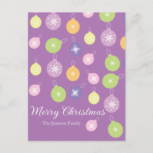 kerstversiering Snowflakes Violet Briefkaart (Voorkant)