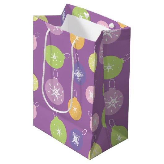 kerstversiering Snowflakes Violet Medium Cadeauzakje (Voorkant Gekanteld)