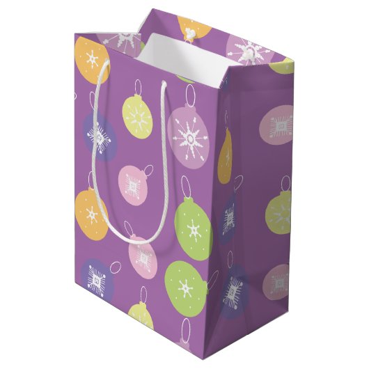 kerstversiering Snowflakes Violet Medium Cadeauzakje (Achterkant Gekanteld)