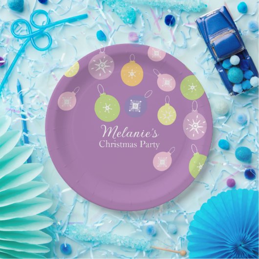 kerstversiering Snowflakes Violet Papieren Bordje (Feest)