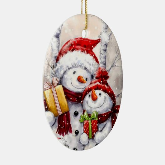 Kerstversiering - Snowman Keramisch Ornament (Rechts)