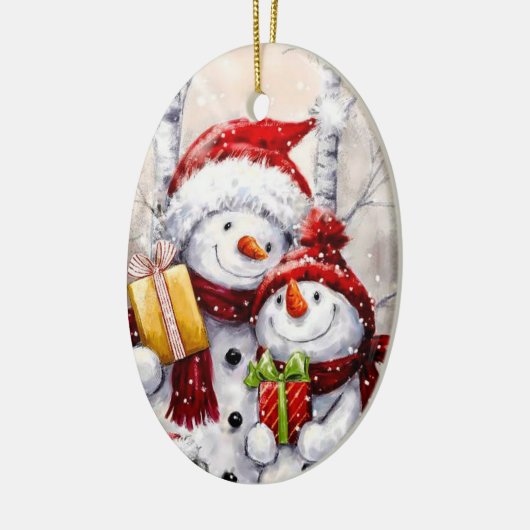 Kerstversiering - Snowman Keramisch Ornament (Links)