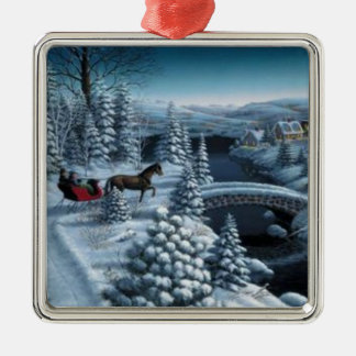 Kerstversiering - Snowy Night Metalen Ornament