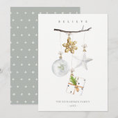 kerstversiering Star Cookie Chime Believe Feestdagenkaart (Voorkant / Achterkant)