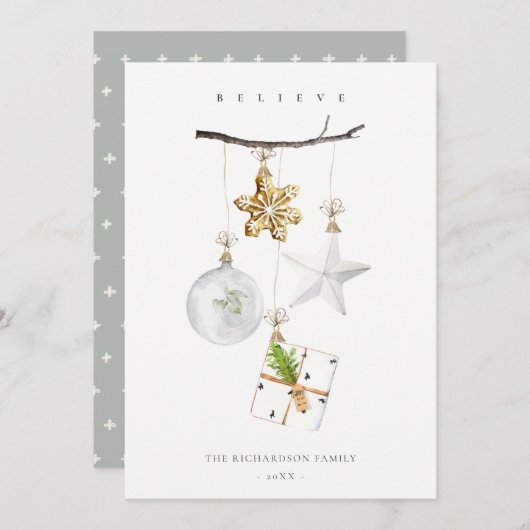 kerstversiering Star Cookie Chime Believe Feestdagenkaart (Voorkant / Achterkant)