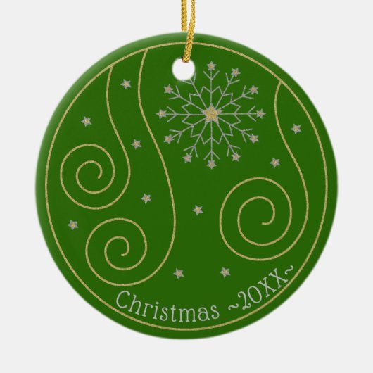 kerstversiering "Swirls & Twirls" Keramisch Ornament (Voorkant)