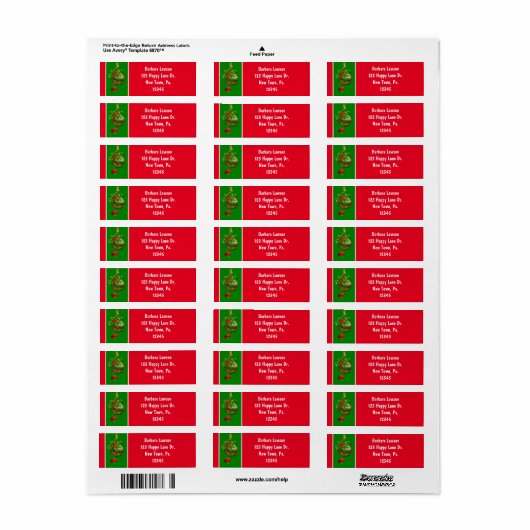 Kerstversiering Terugkeeradres Etiket (Full Sheet)