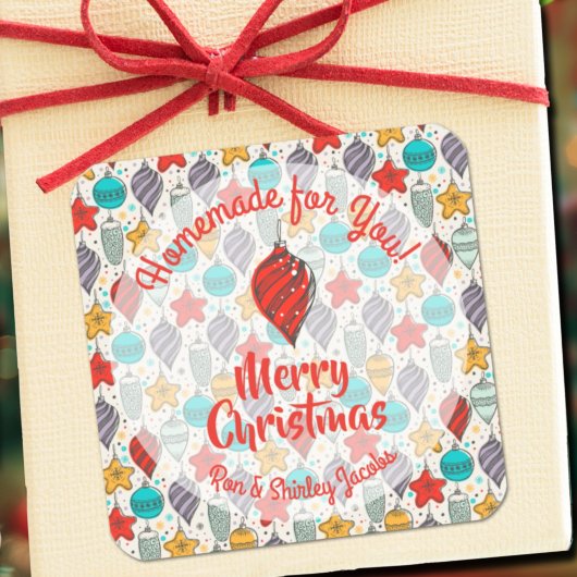 Kerstversiering Thuisgemaakte Eten Kerstgebak Vierkante Sticker