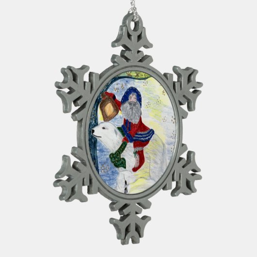 kerstversiering tin sneeuwvlok ornament (Links)