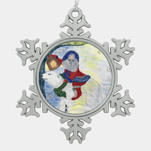 kerstversiering tin sneeuwvlok ornament (Voorkant)