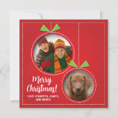 Kerstversiering Twee foto Flat Holiday Kaart (Voorkant)