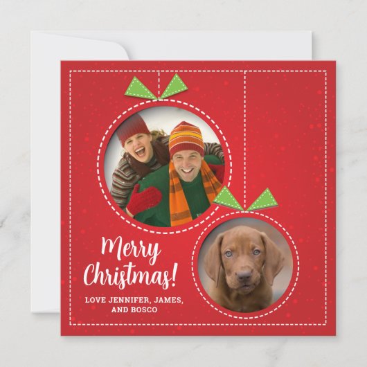 Kerstversiering Twee foto Flat Holiday Kaart (Voorkant)