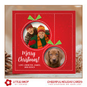 Kerstversiering Twee foto Flat Holiday Kaart