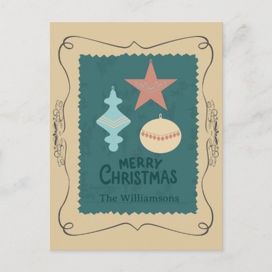 Kerstversiering uit het verleden feestdagenkaart (Voorkant)
