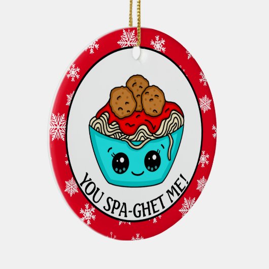 kerstversiering uit Spaghetti | Romantic Pun Keramisch Ornament (Rechts)