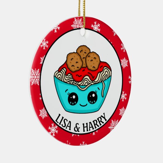 kerstversiering uit Spaghetti | Romantic Pun Keramisch Ornament (Rechts)